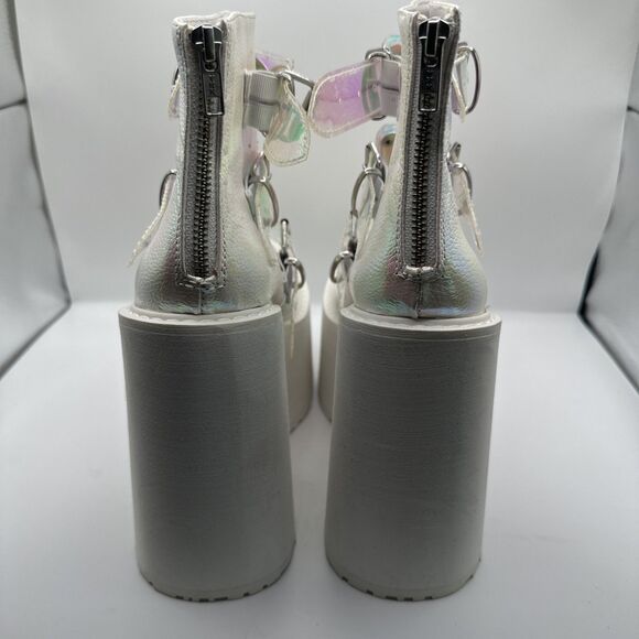 NY DEMONIA Swing 105 White Pearl Colorful Effects Ankle Boot 9" Platform - Picture 5 of 9